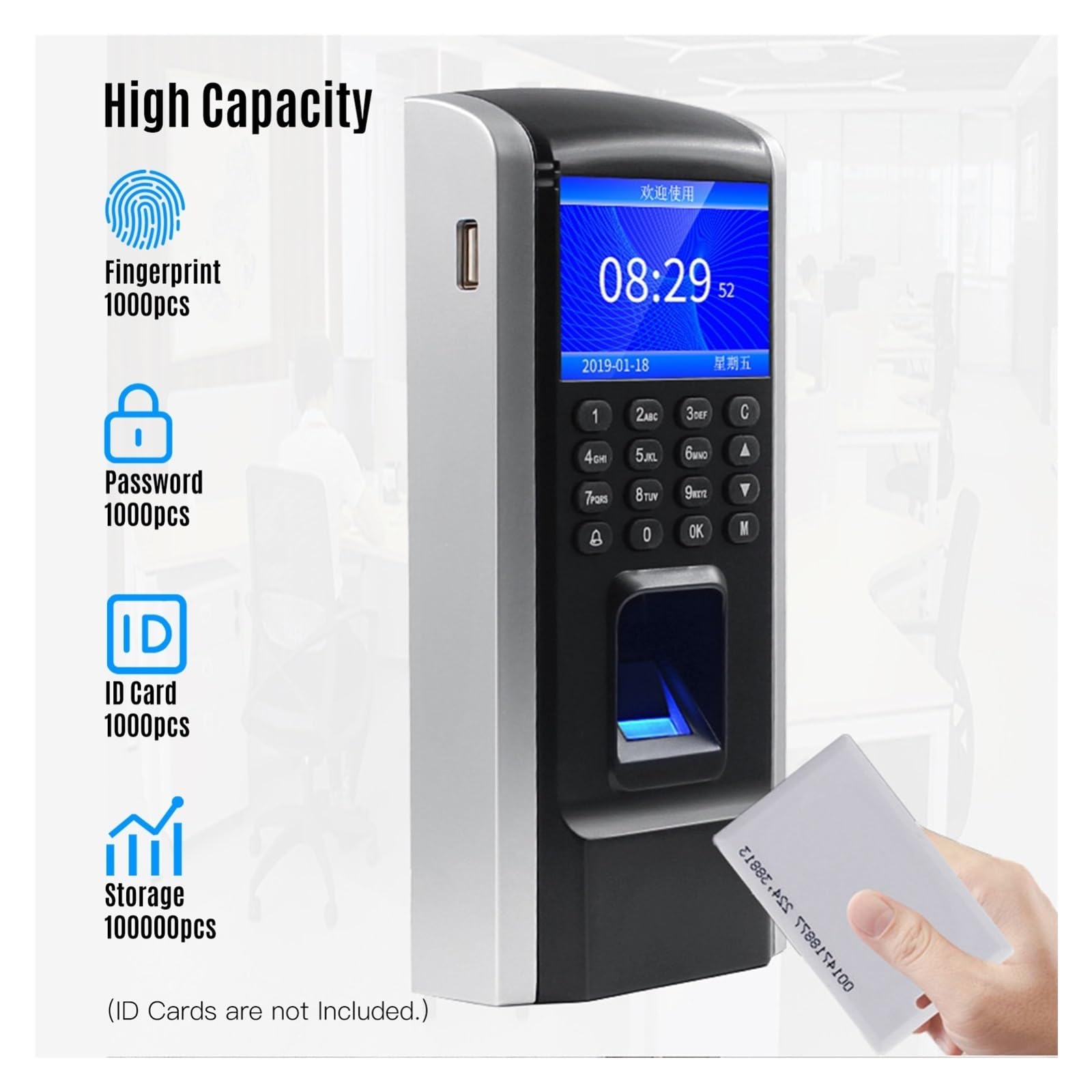 Control De Acceso por Huella Dactilar, Máquina Tiempo Asistencia, Grabadora Biométrica Registro Entrada, Reconocimiento Dactilar/contraseña Reloj eficiente