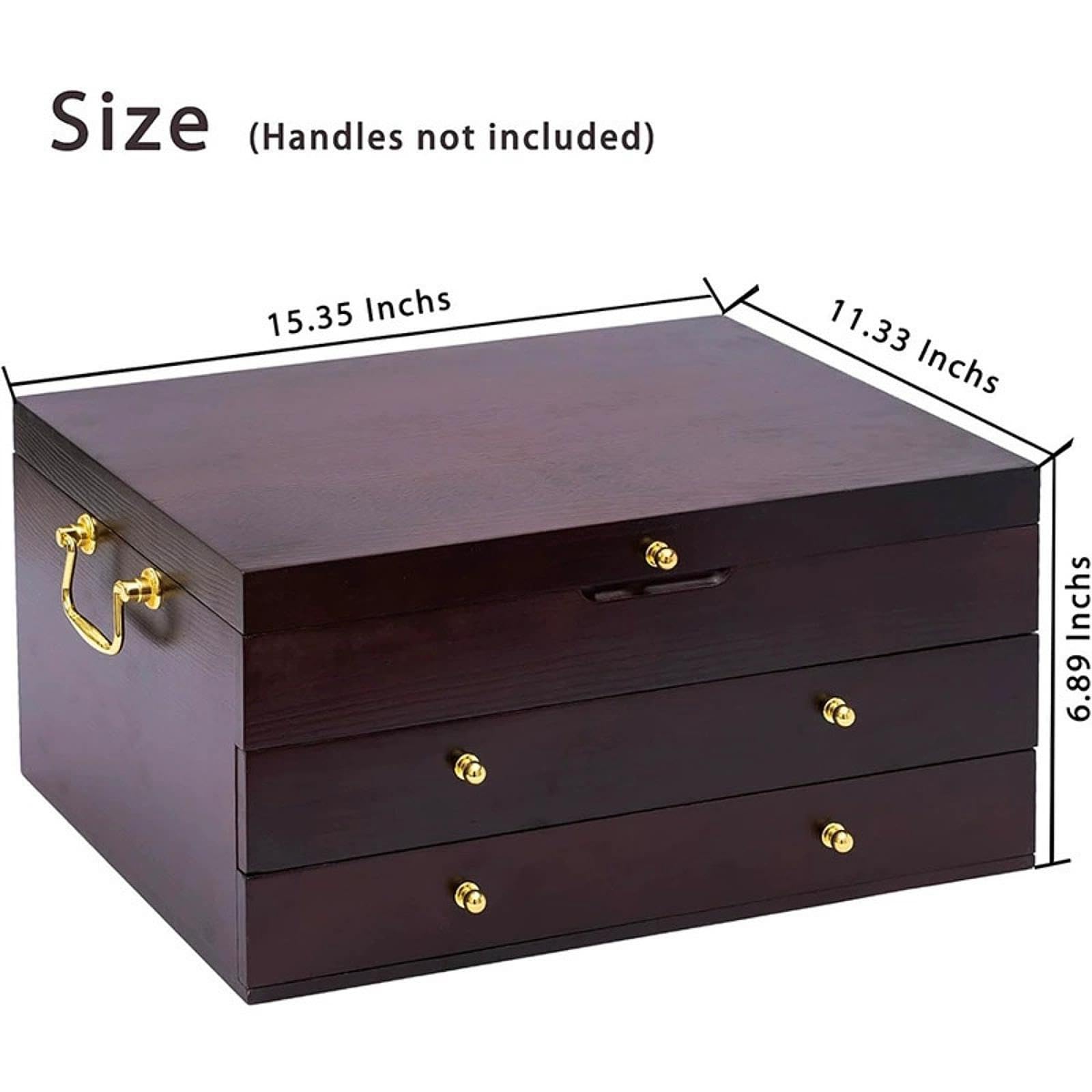 Coffret à Couverts en Bois avec Poignée, Boîte Rangement Multifonctionnelle pour Argenterie, Couverts Restaurant, Coffret Bois Doublé Feutre pour Cuisine, Maison, 3 Niveaux