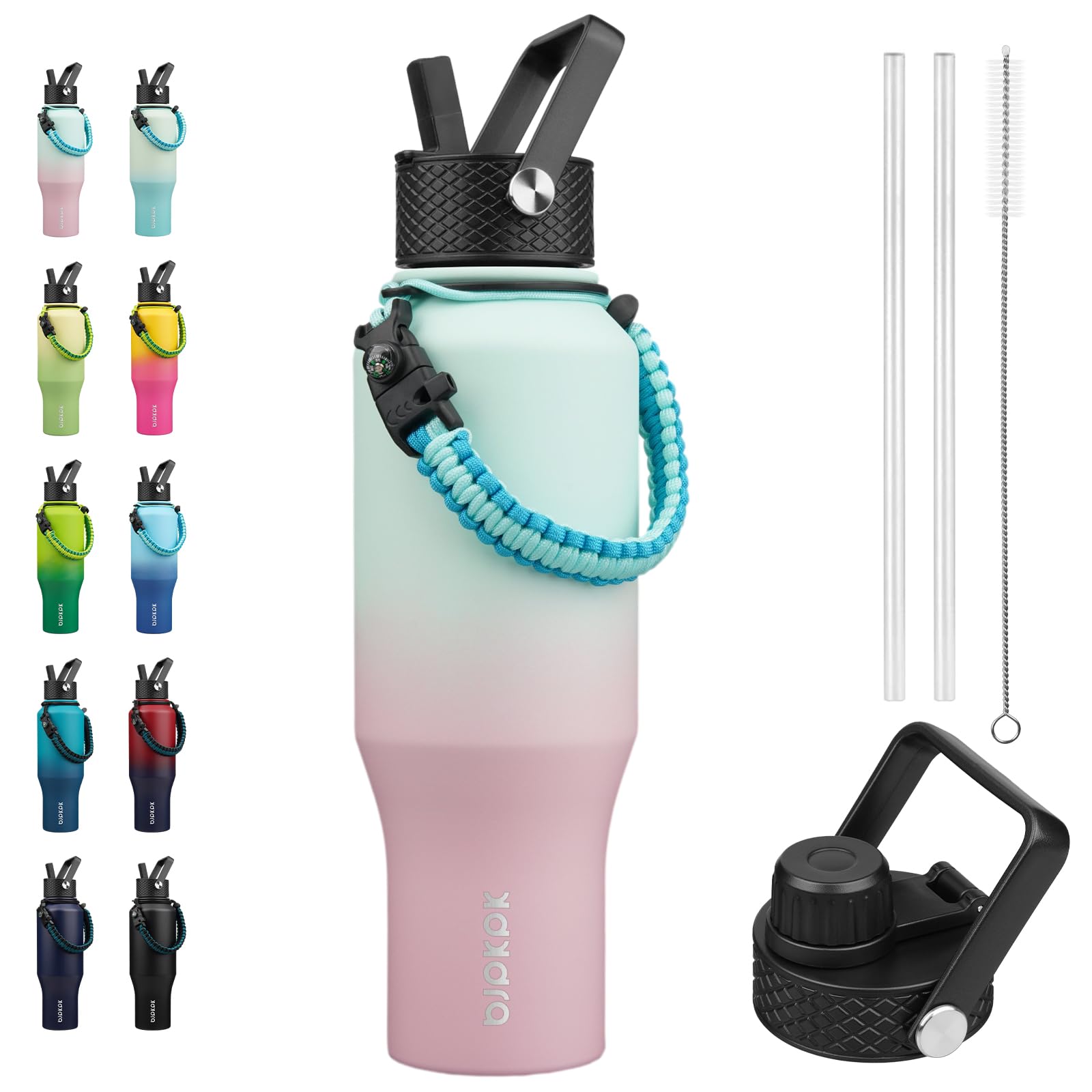 BJPKPK 35oz Insulated Water Bottle with Straw Lid, Stainless Steel Bottle