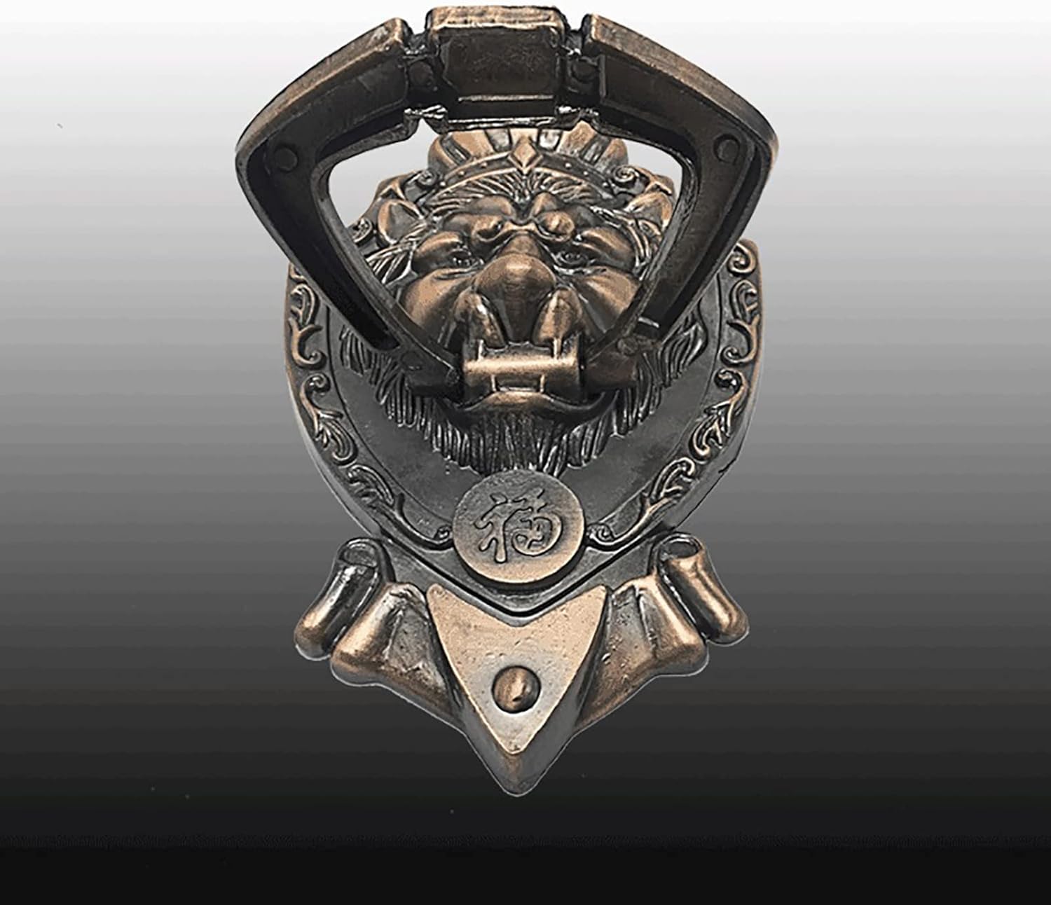 2 Pack Brass Door Knocker, Beast Head Lion Head Antique Door Knocker Handle, Antique Bronze Finish, Strong 3D Effect, Suitable As Front Door Drawer Wardrobe Chair Decoration Handle