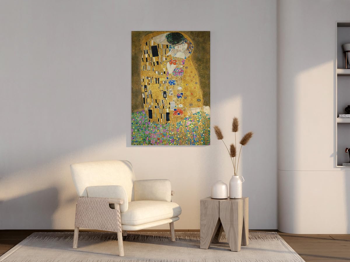 El Beso | Gustav Klimt | Simbolismo | Cuadro Canvas Wall Art | Impresion Giclee lienzo algodon puro | Bastidor 3cm | 70x95cm