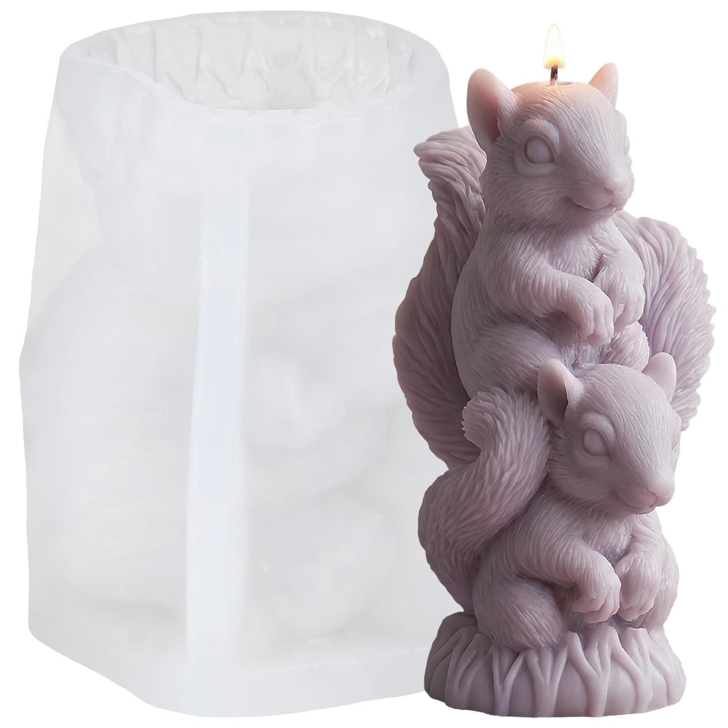 XIAOSHUI Animal Squirrel Candle Silicone Moulds Stacked Squirrel Candle Mould for Candles Making Resin Casting Aromatherapy Candles Wax Home Decoration