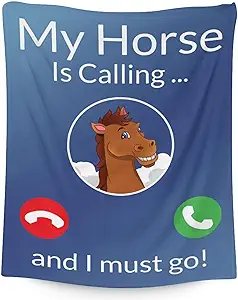 Mercuryelf Horse Blanket Gift - 30x40 Inches Funny Throw Blankets for Kids - Blue Soft, Fuzzy & Warm Throws for Lap, Crib