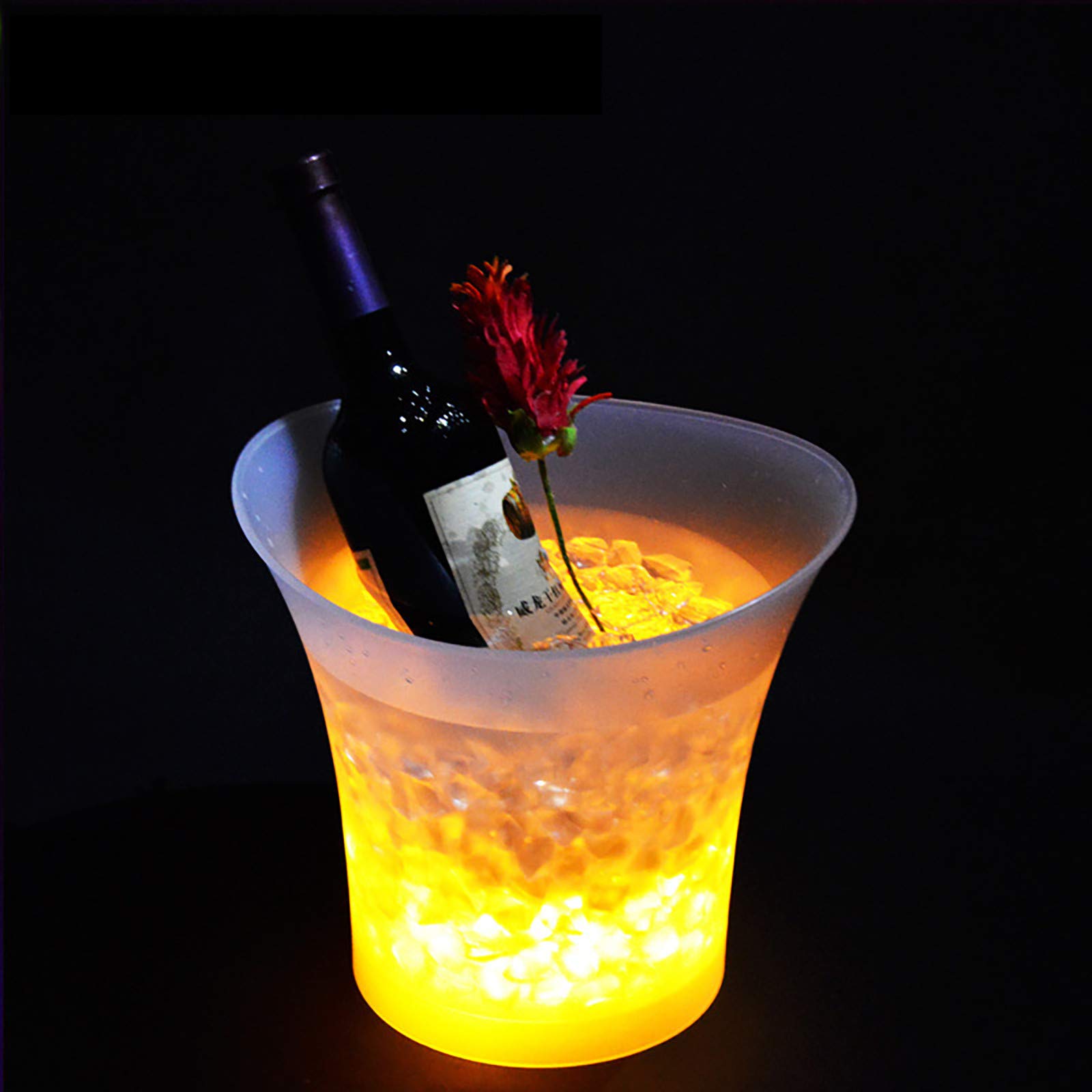 Genérico Cubo de Hielo LED 5L, Cubo de Champán con Luz Multicolor Cambiante Automático, Cubo Enfriador para Vino,Champán,Cerveza, Resistente al Agua, para Fiestas,Bares,Casa,Club
