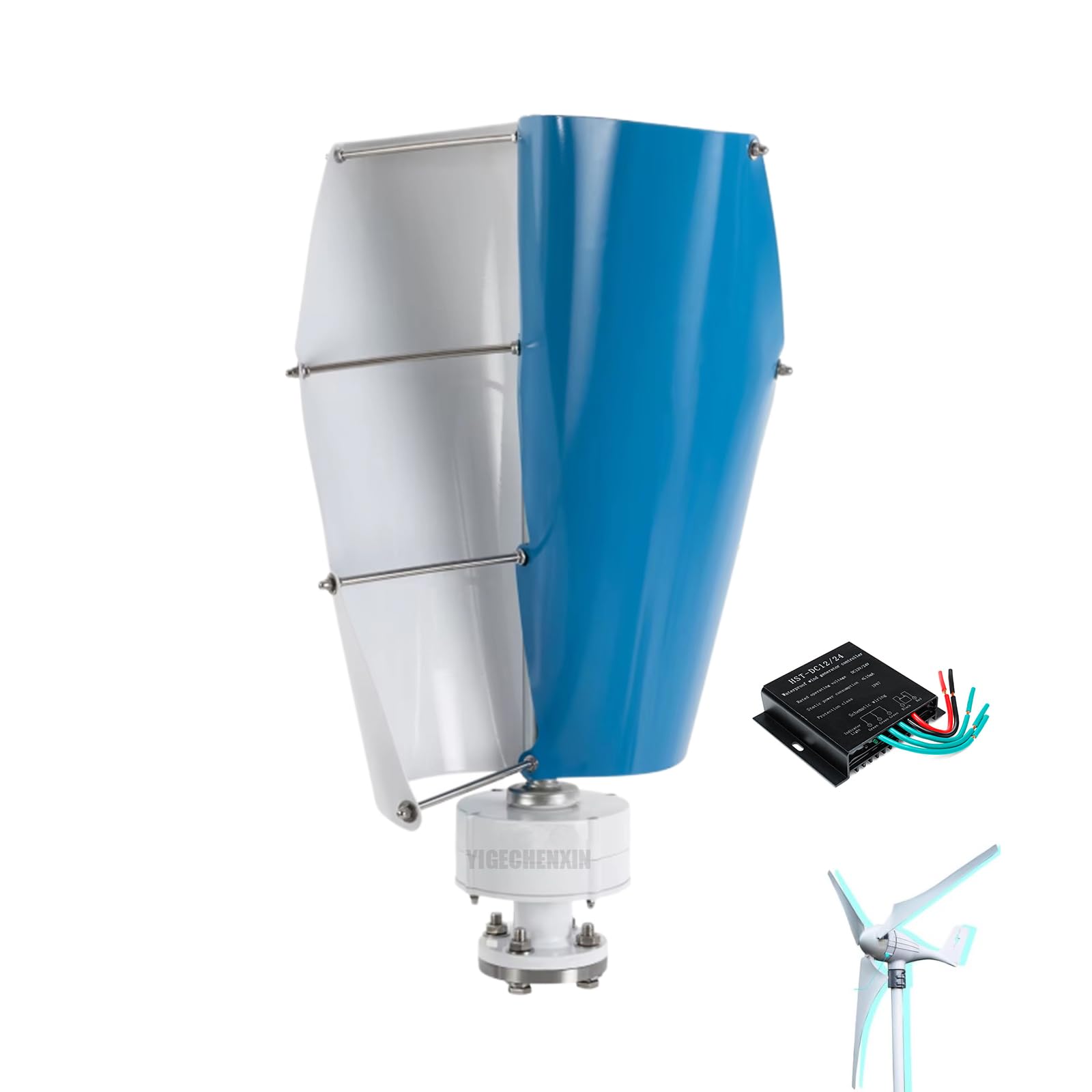 Zestaw pionowej turbiny wiatrowej 8000W o niskim poziomie hałasu, 12V 24V 48V 3-fazowy generator wiatrowy na magnes trwały z kontrolerem do oświetlenia podwórza/drogi