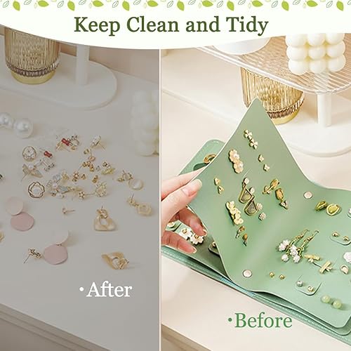 Vista 3 de iSuperb Organizador de aretes con diseño de libro de viaje para joyas, bandeja para regalo de niñas (azul oscuro)