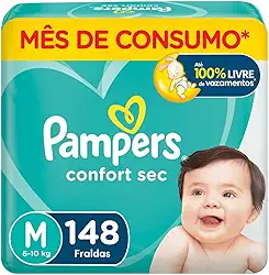 Fralda Pampers Confort Sec M - 148 fraldas