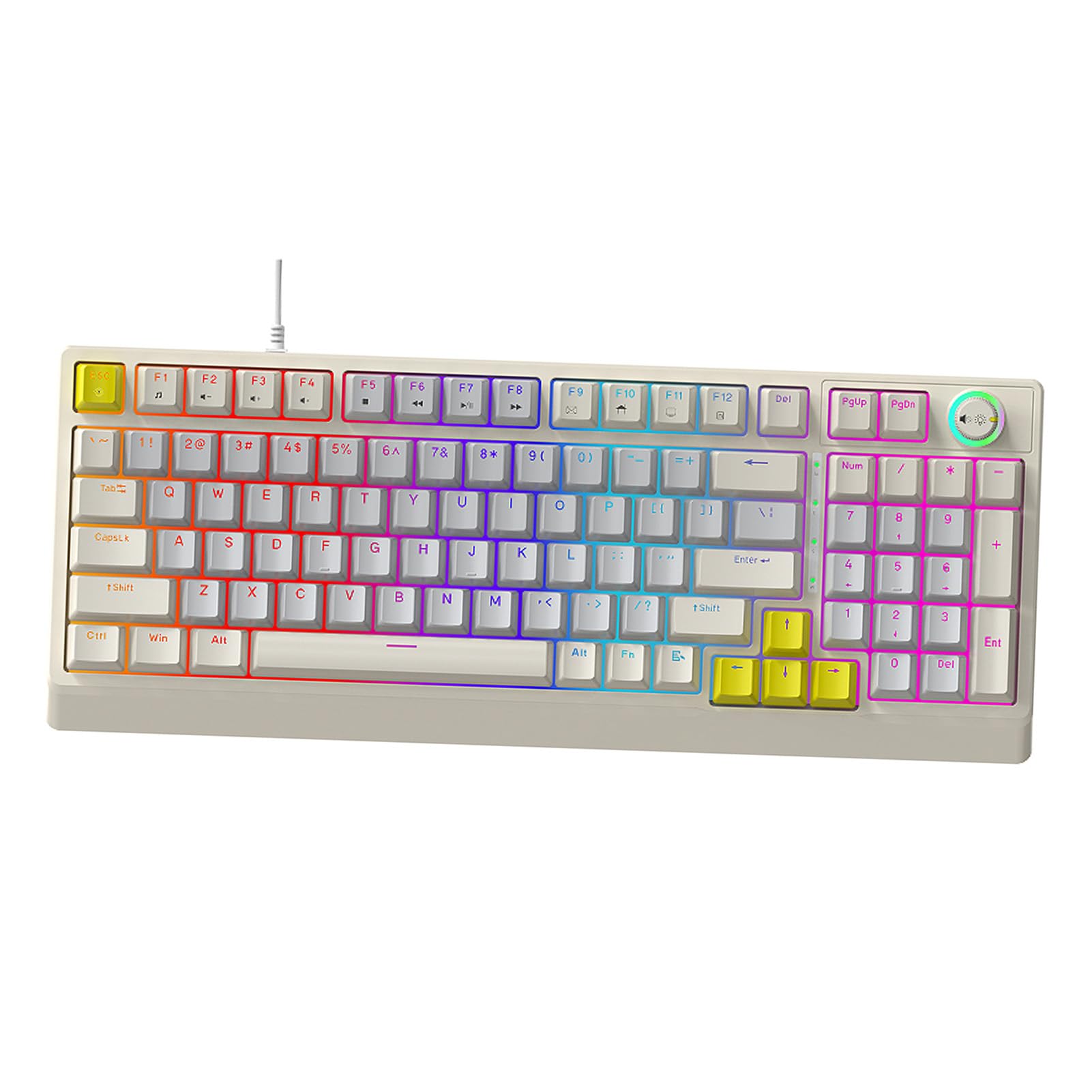 LICAEVEY Klawiatura Mechaniczna T WOLF T50 RGB, 98 Klawiszy z możliwością Wymiany Podczas Pracy, Niebieski Przełącznik z Dynamicznym Oświetleniem RGB o 16,8 Mln Kolorów, Ergonomiczna (Beżowy Szary