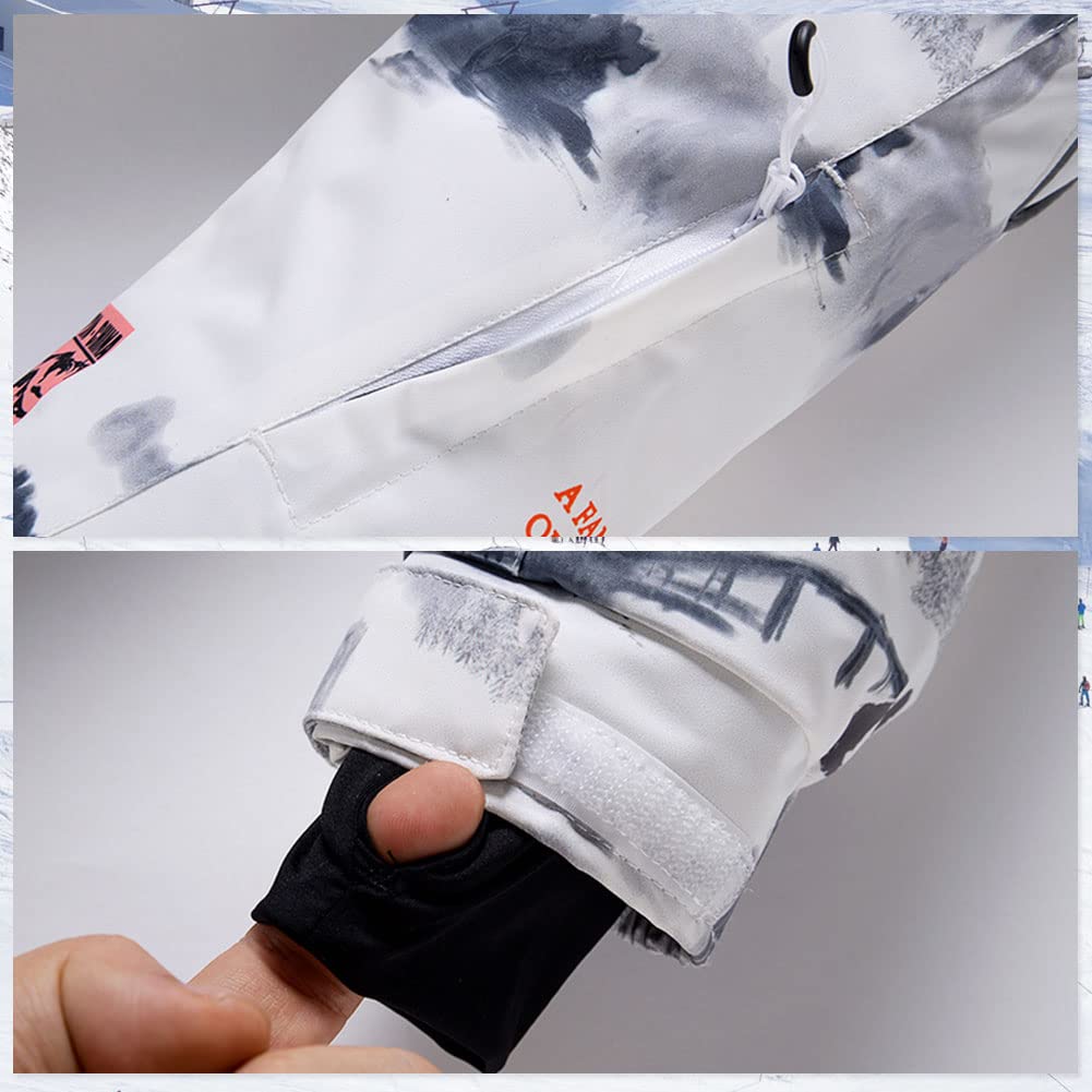 Unisex Kinder Skianzug mit Kapuze Schneeanzug Mädchen Jungen Funktionsanzug 2 teilig Schneejacke + Schneehose Wasserdicht Verdickte