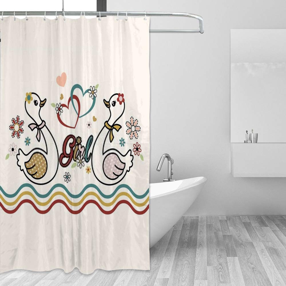 Rideau de douche imperméable tissu motif cygnes 60x72 inch