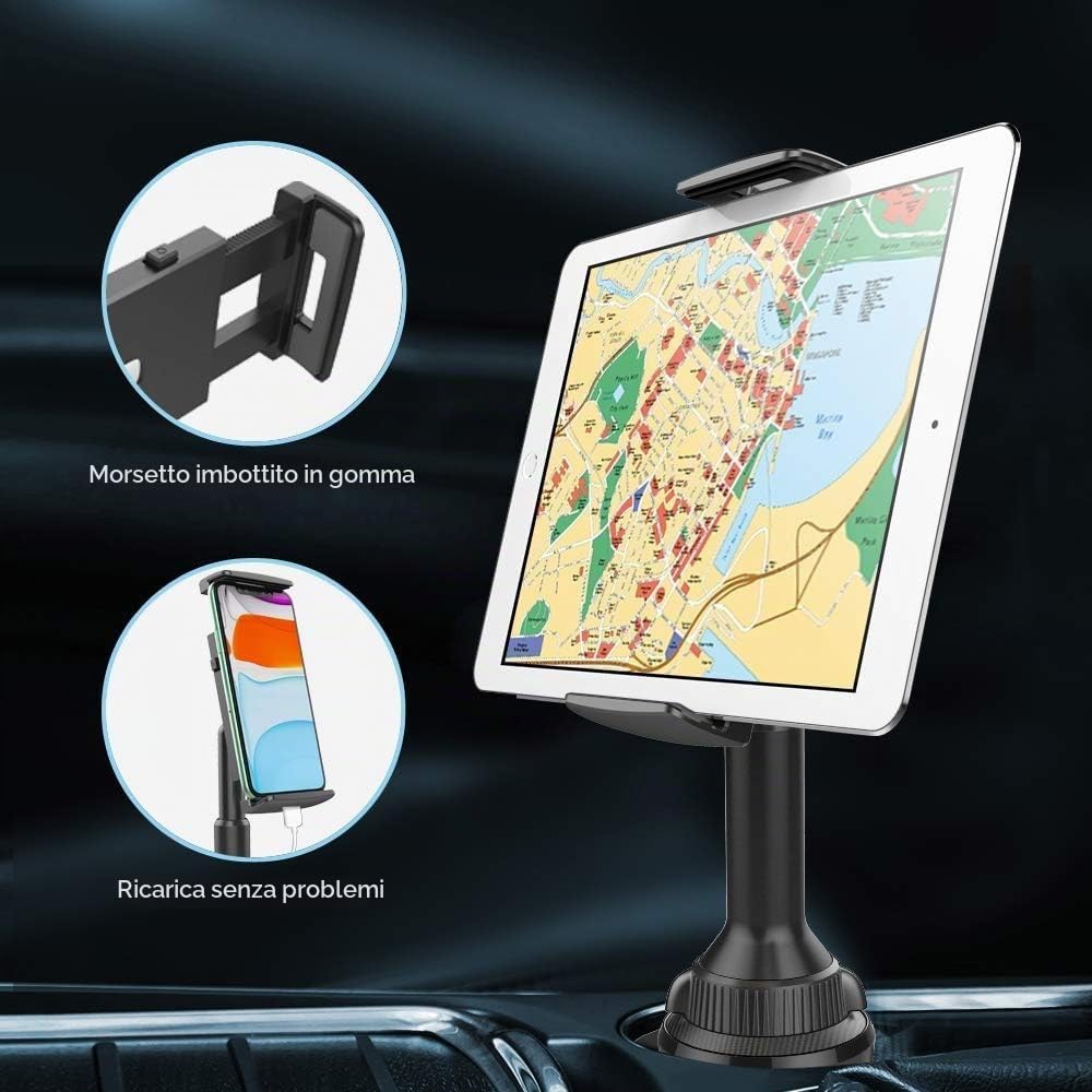 APPS2Car Portabicchieri Auto Supporto Tablet 4,3-11 pollici iPad Mini Air Pro iPhone Smartphone