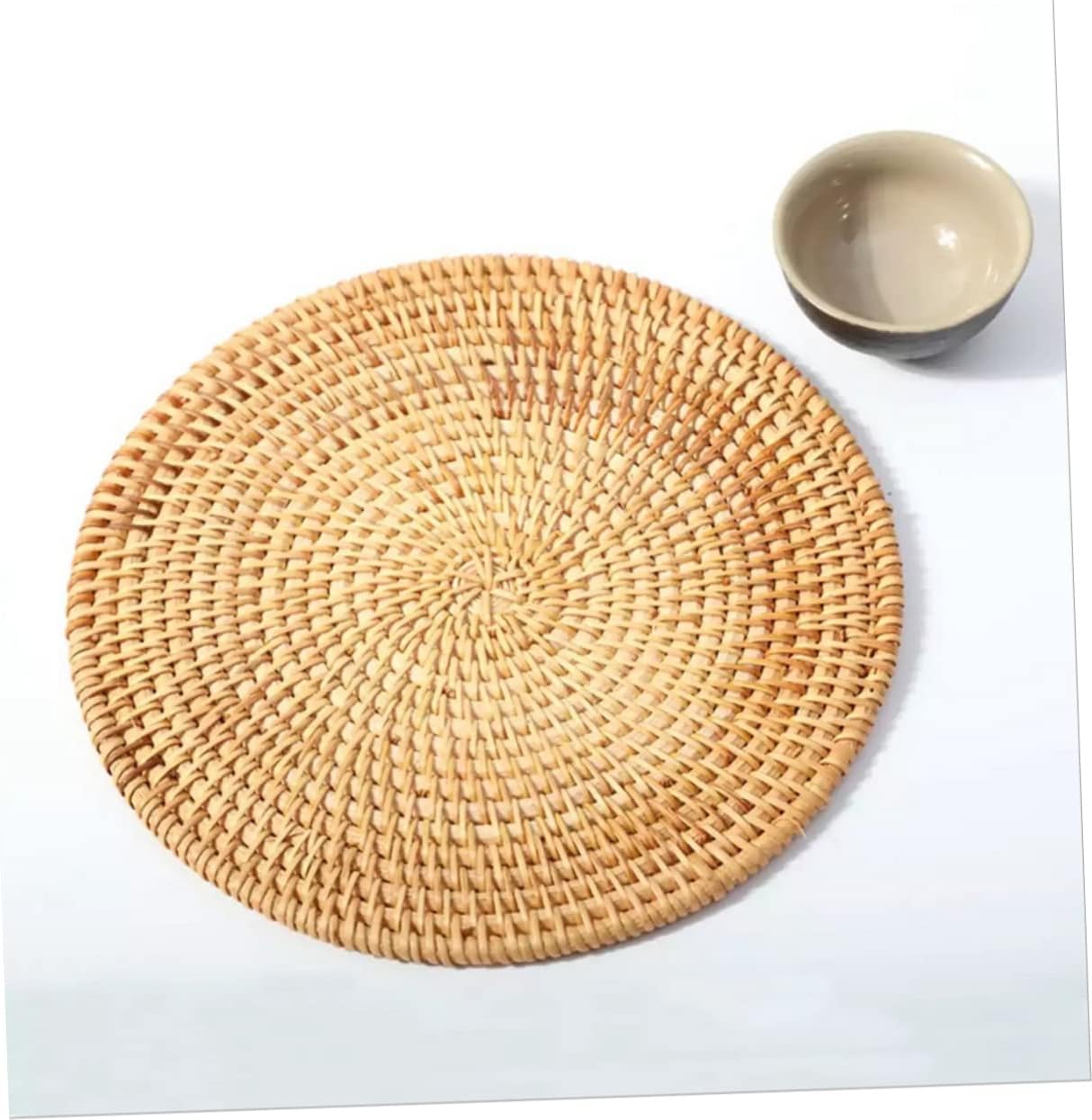 SHOWERORO Round Natural Rattan Insulated Hot Pads for Teapots Pans Decorative Heat Resistant Coasters for Kitchen Dining Table Handwoven Rattan Trivets Set