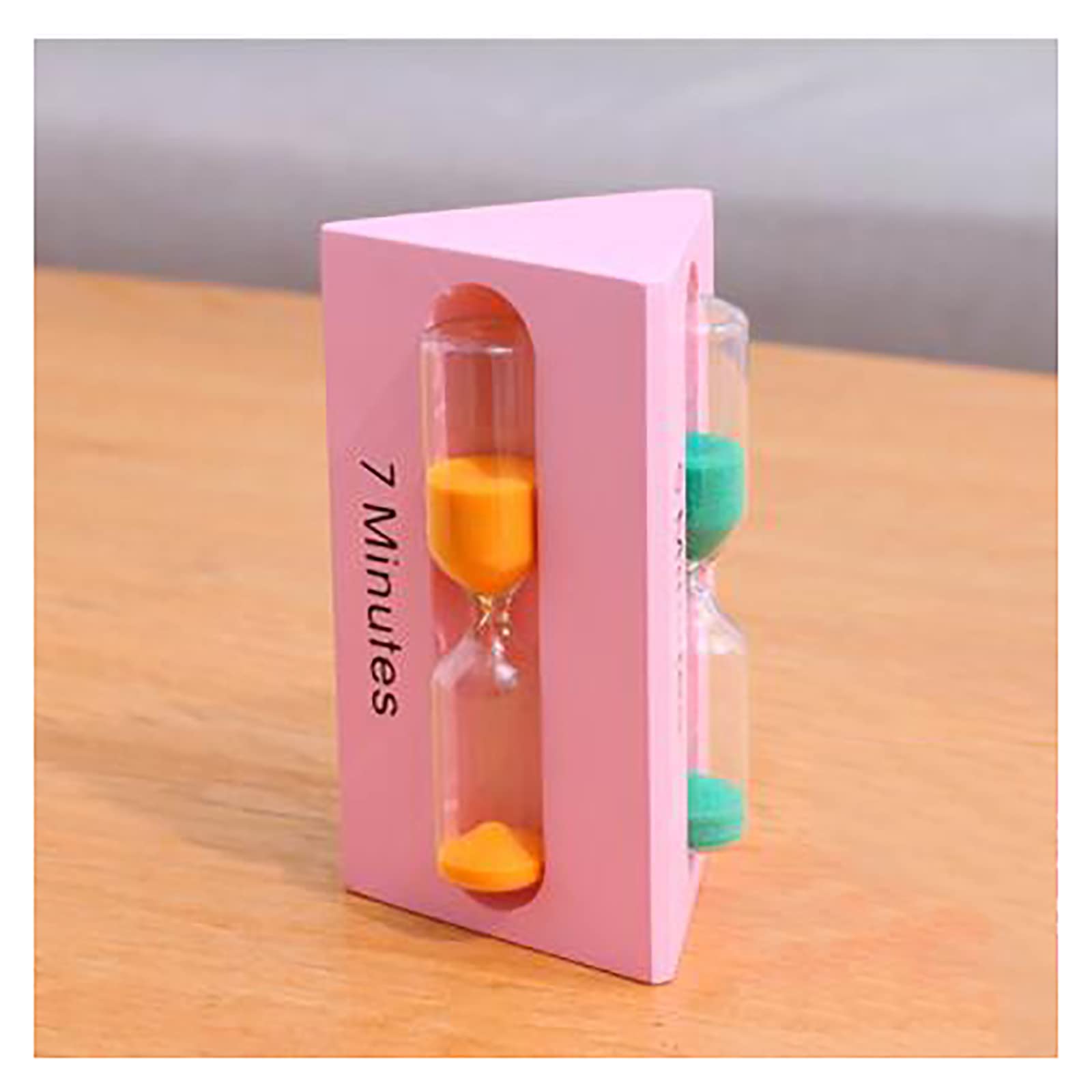 KFGISD, 3+5+7 Minute MiniClock Triangle Shape Creative Sand Decoration Small Ornaments Gift Kitchen Cooking Timer ，Hourglass(Roze)