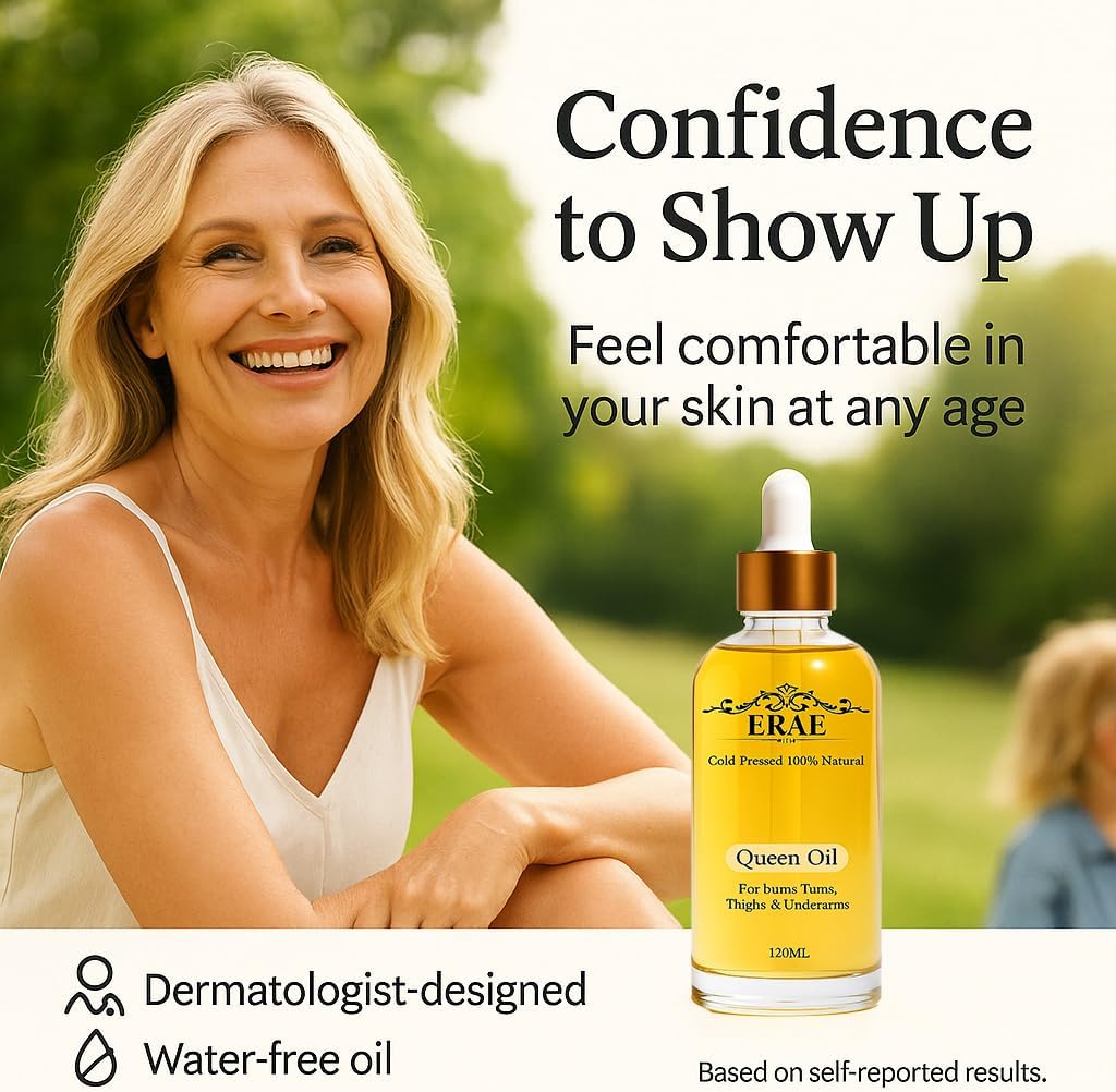 Erae Queen Oil – Cold-Pressed Natural Botanical Firming Oil for Face & Body – Hydrates Tightens & Restores Elasticity for Crepey, Aging & Menopausal Skin on Arms, Tummy & Thighs, 4 fl oz (1PCS) - Image 3