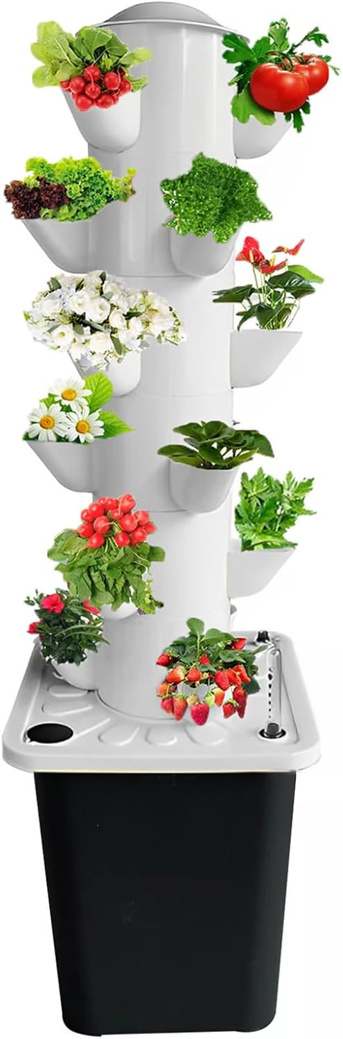Hydroponics Growing System, Vertical Tower System Kit, Hydroponic Germination Kit for Gardening Lover with 10L Tank, Vertical Farming Garden Planter