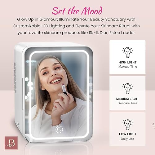 Miniatura 3 de BEAUTY ME Mini refrigerador de belleza con espejo, mini refrigerador de 4 litros, enfriador y calentador, mini refrigerador para cuidado de la piel