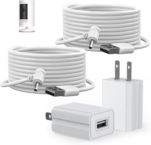Ayotu Paquete de 3 cables de carga de cámara de 26 pies para batería de cámara adhesivaenchufe de 3 generación2 generación, adaptador de corriente