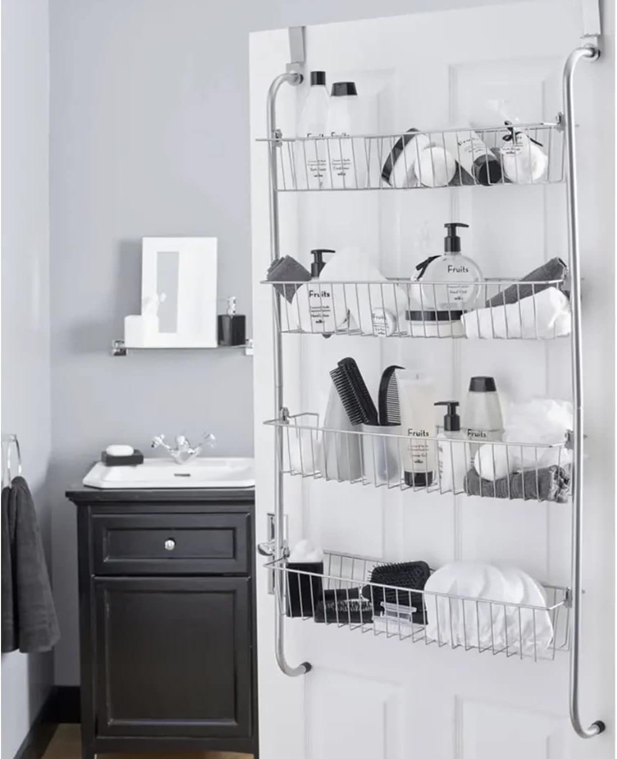 YORKSHIRE HOMEWARE Heavy Duty 4 Tier Over Door Shelf Chrome Storage ...