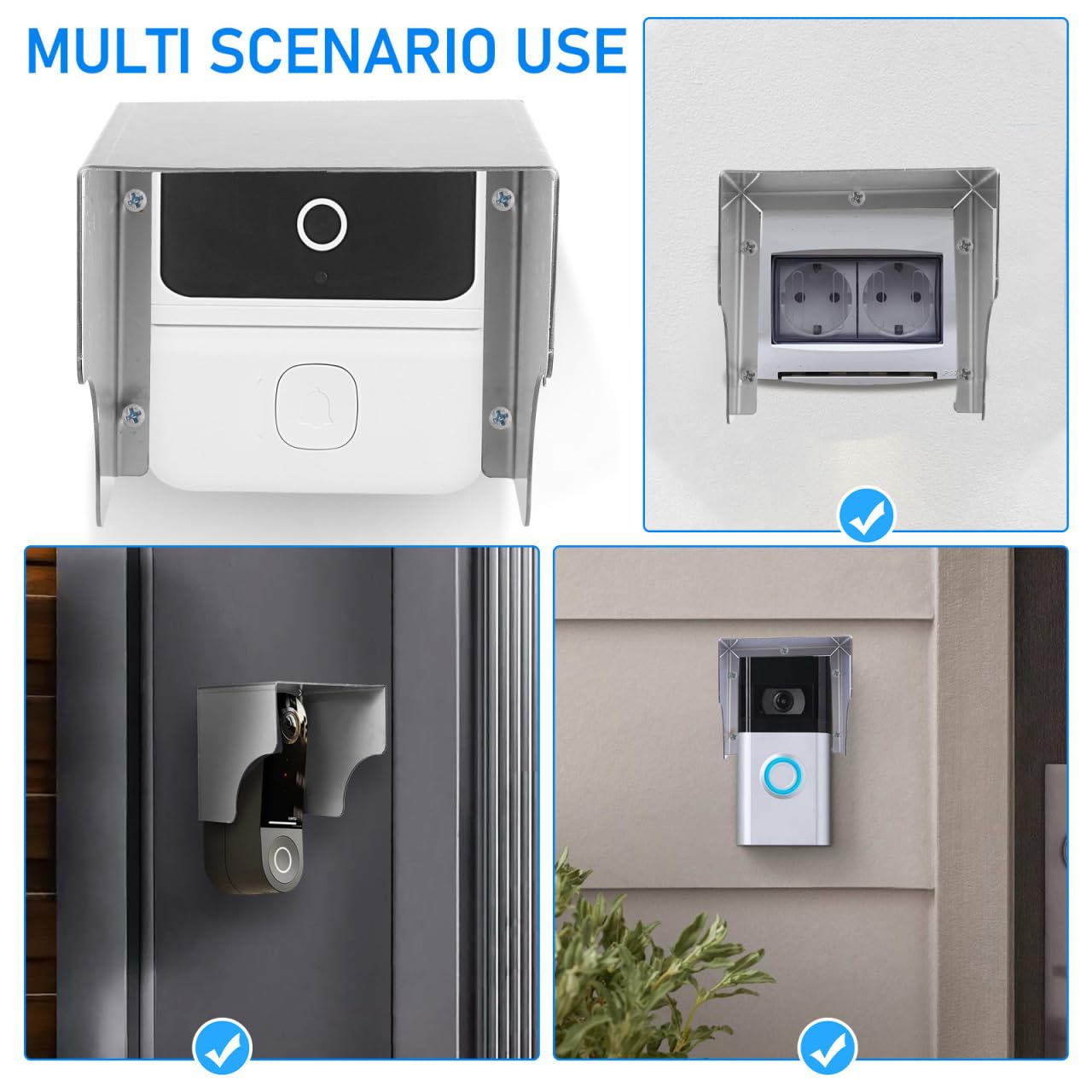 DOITOOL Protector De Timbre Exterior De Acero Inoxidable - DiseñO Sin Fondo 125mm - Cubierta Lluvia Portero Automatico - Caja Protectora MetáLica Para Enchufe Lluvia Y Videoportero Inox