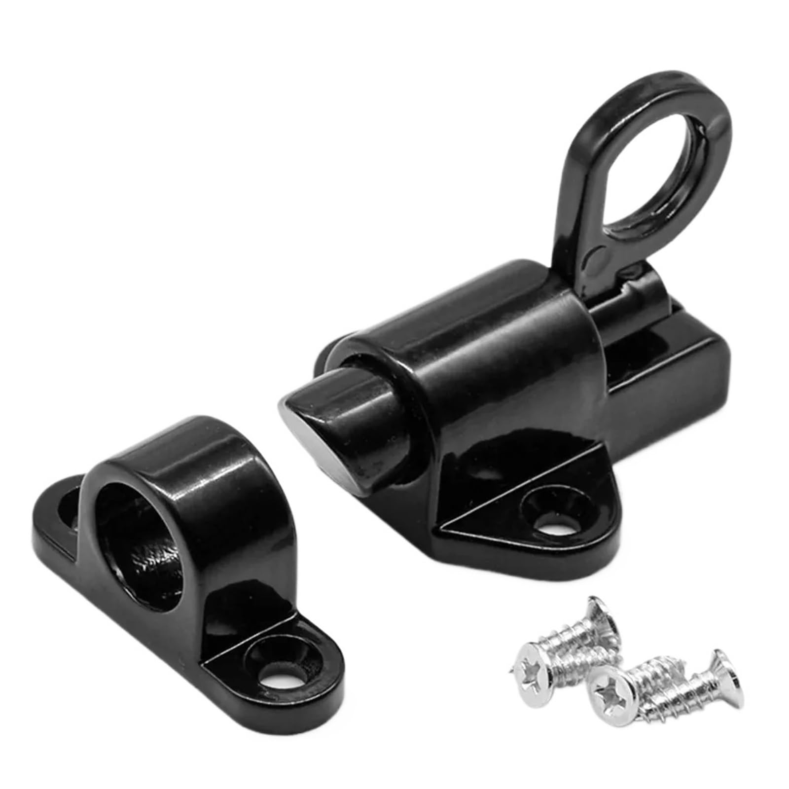 gate Bolt Automatic Door Bolt Latch Home Window Gate Security Pull Ring Spring Bounce Lock(Black)