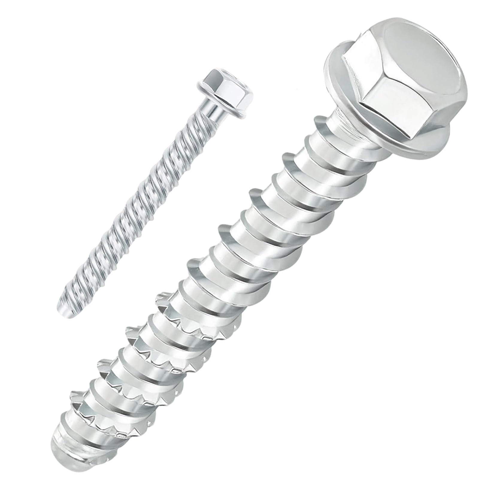 DAIRYCOF M12x100mm Concrete Screws, 20 Pack Flange Hex Head Concrete Bolts 100mm - Zinc Plated Steel M12 Self-Tapping Masonry Screws for Brick Wall, Outdoor Use in Decking, Fencing, Wood, Stone