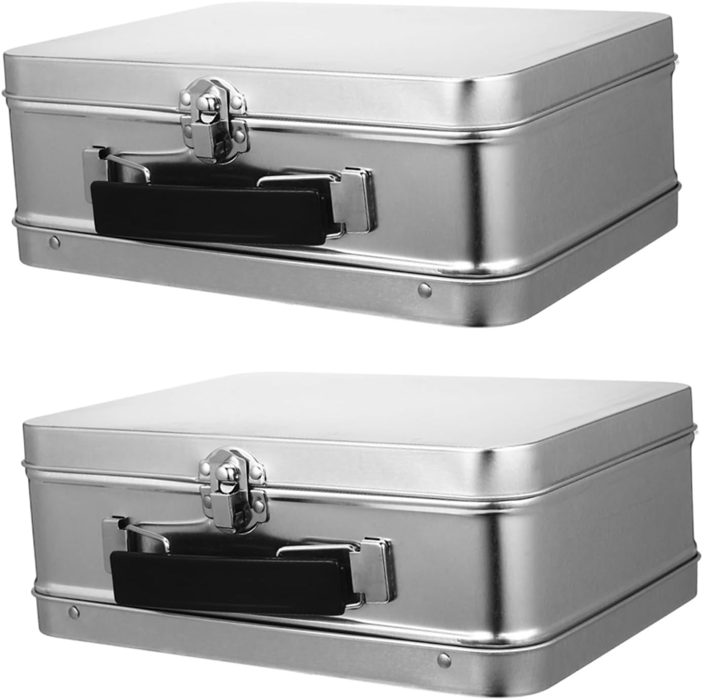 Garneck Vintage 2pcs Desktop Tinplate Box with Lock for Keepsakes Xmas