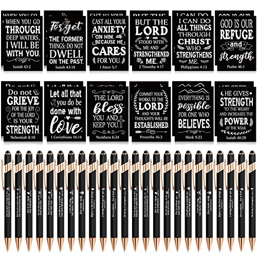 48 Pcs Bible Pens Notepads Gifts Set 24 Bible Ballpoint Pen 24 Bible Notebook Inspirational Quotes Christian Pens Bible Journal For Women Motivational Christian Gifts For Office School (Classic Style) #TOP7