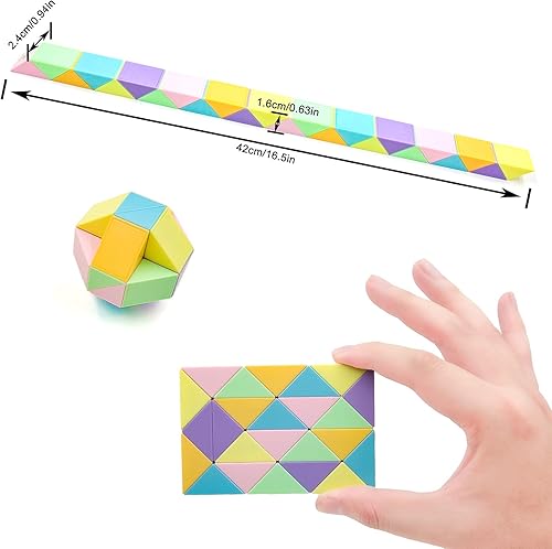 Miniatura 9 de 1 pieza de juguete de serpiente Fidget Cube Twist Puzzle 24 cuñas, gran tamaño arco iris mágico serpiente juguete juguete de cerebro teaser relleno