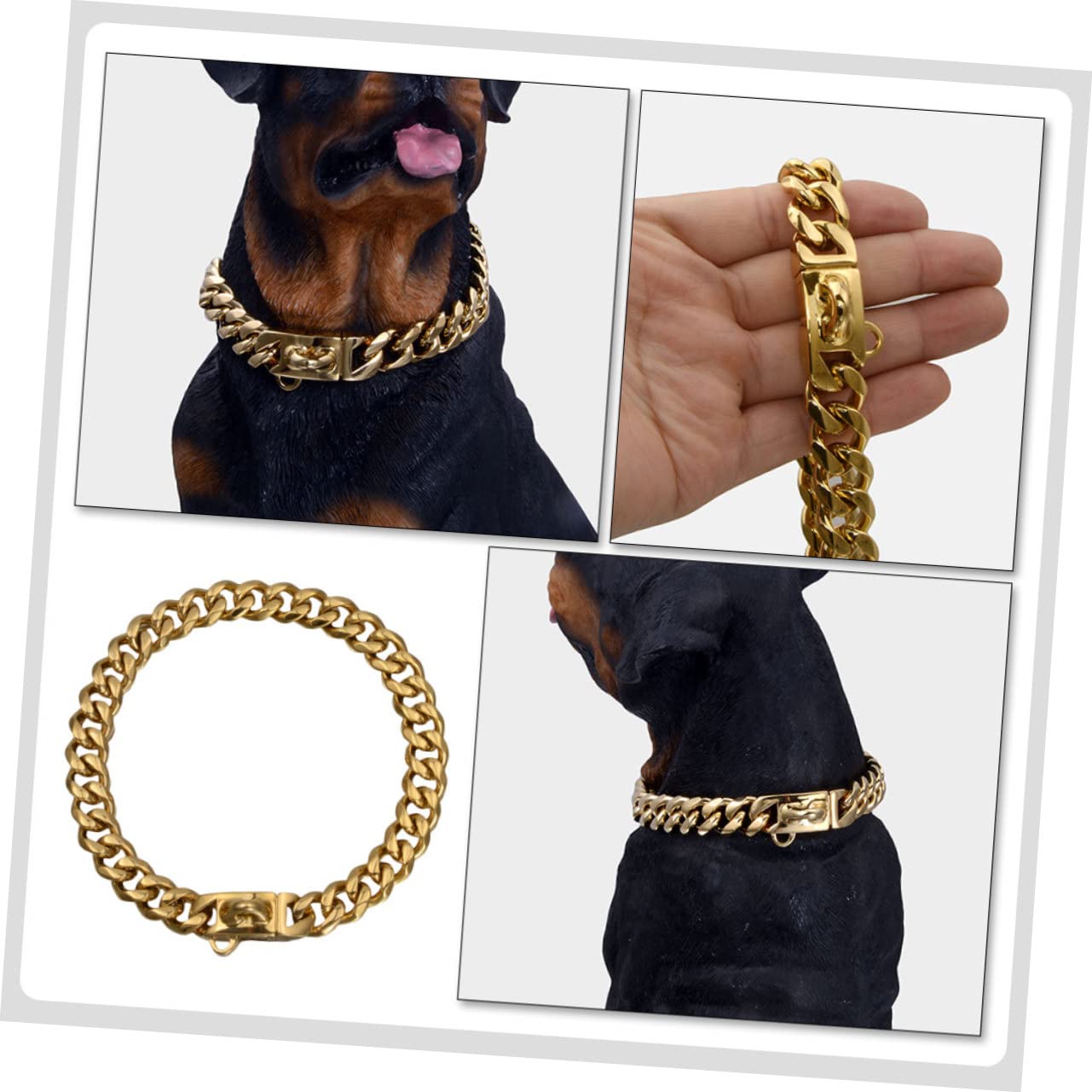 BESTonZON Collier Contrôle en Chien Acier Inoxydable Doré pour Résistant à l'usure, Facile à Nettoyer pour Chiots et Chiens