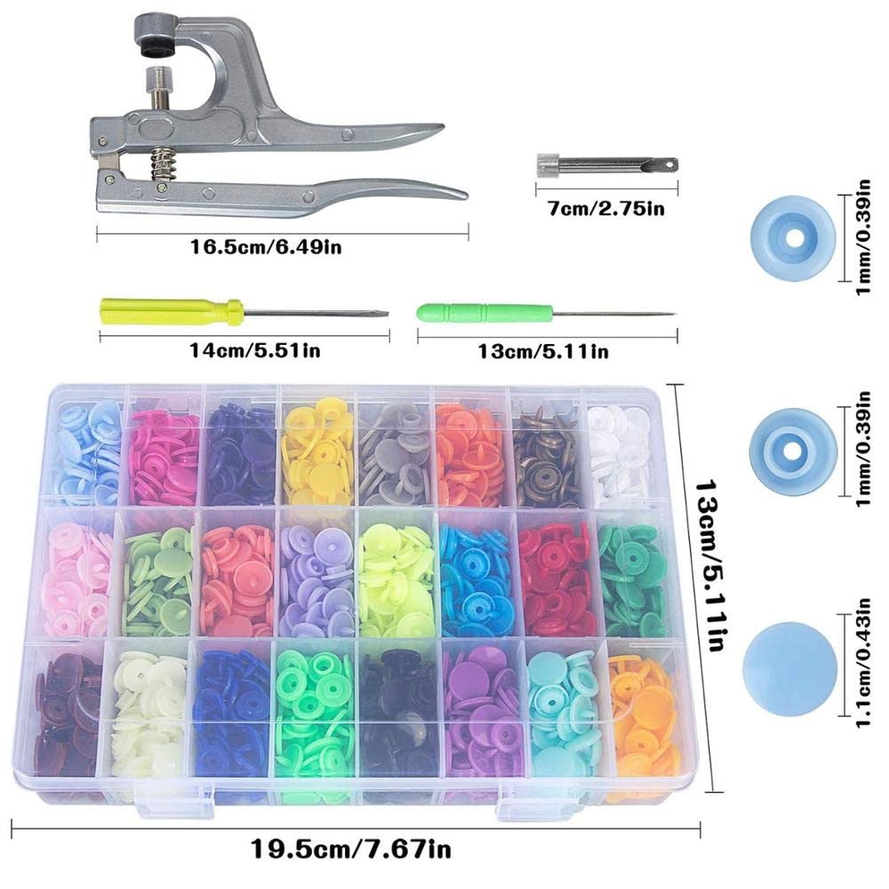 Bottoni 360 Set Pulsante di plastica T5 Plastic Snap con Pinze Snaps Kit for utensili e organizzatore ContaintersESY Sostituzione di scatti ,FAI DA TE Sarto della famiglia Bottoni Gioiello(360 Sets)