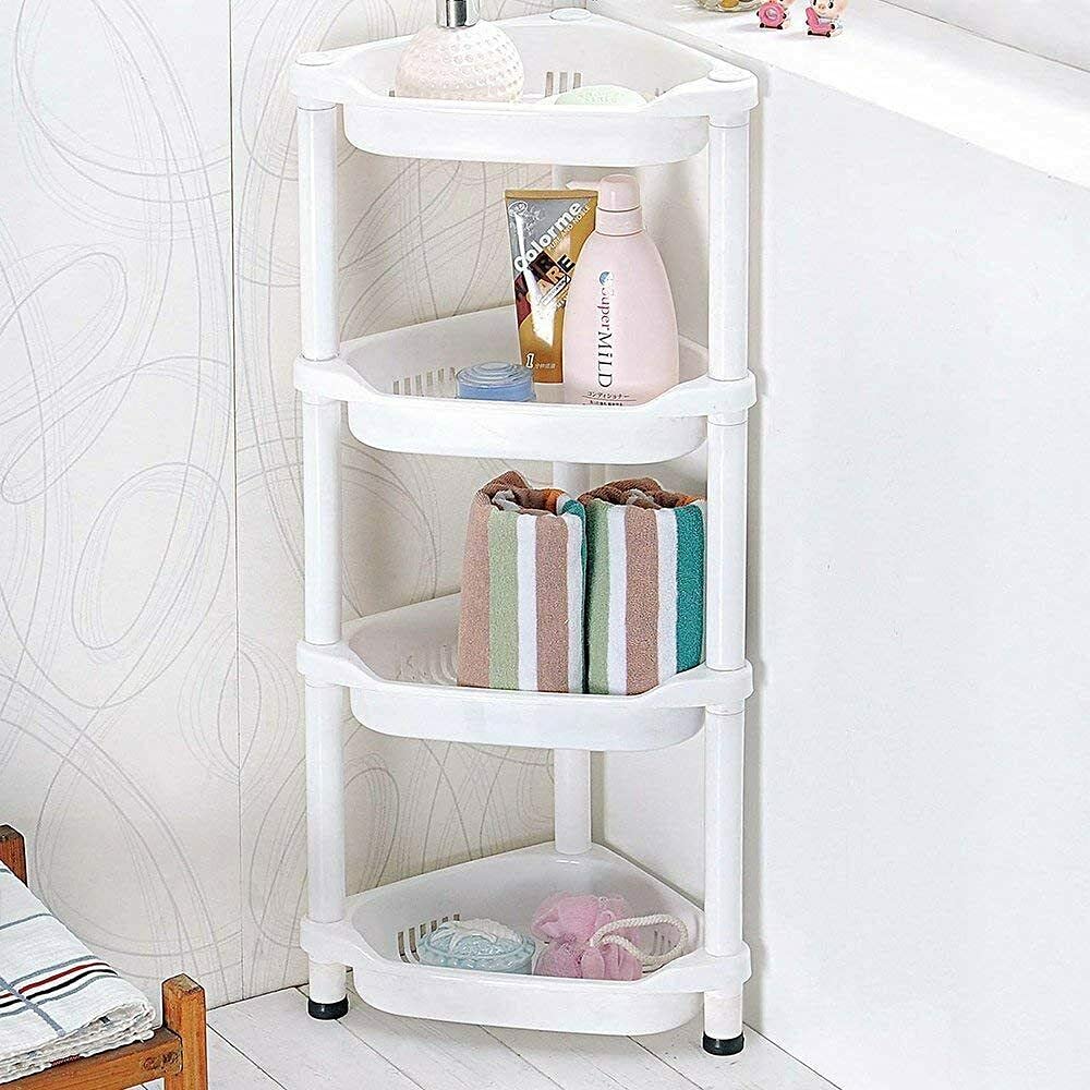 Costello Caseeto ® 4 TIER SHOWER CADDY CORNER RUST PROOF WHITE SHELF KITCHEN BATHROOM STORAGE UNIT FRUIT VEGETABLE