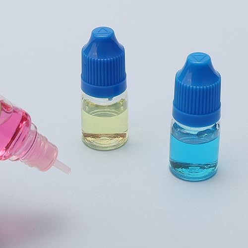 Miniatura 6 de 10 botellas de gotero transparentes de plástico vacías de 0.2 fl oz E-jugo E-líquido a prueba de niños, tapa azul