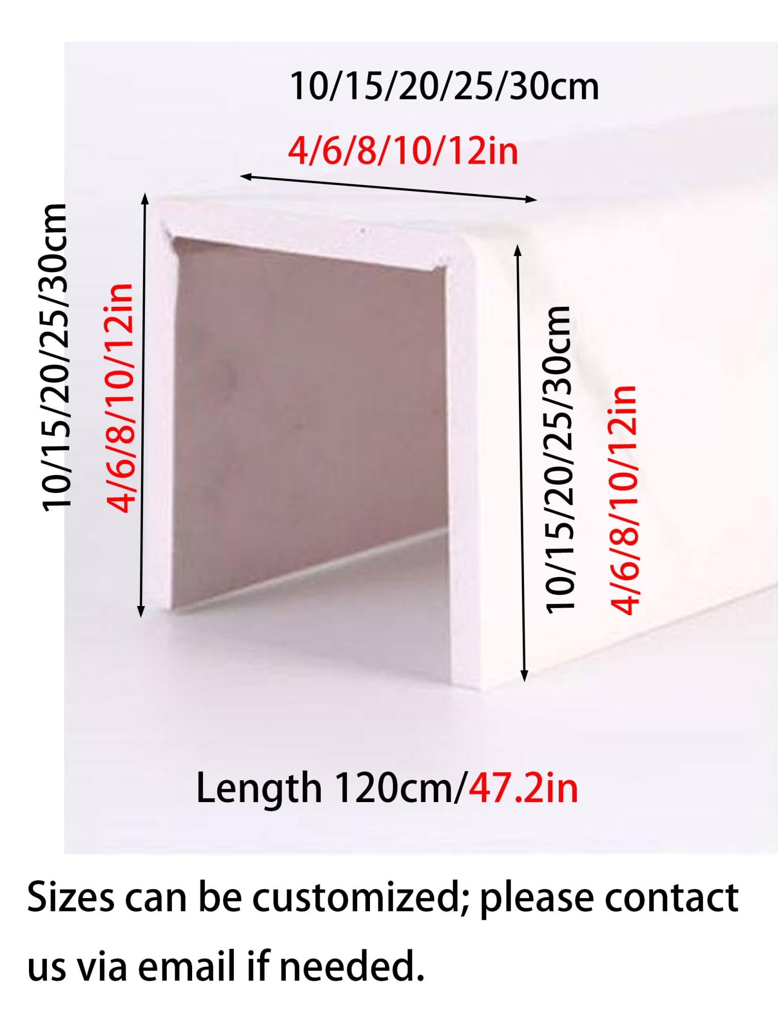 Kit de cubierta de conducto de PVC en forma de U para tubo de campana extractora, escudo de pared pintable para ocultar fontanería y cables, 30 x 30 x 30 cm, color natural