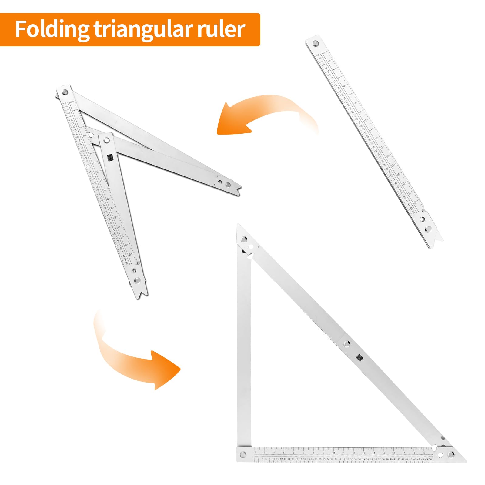 Équerre de charpentier multifonction CEIEVER pour charpentier 23,2 pouces - Équerre de butée multifonction pliable - Rapporteur d'angle triangulaire - Règle en alliage d'aluminium pour charpentier et