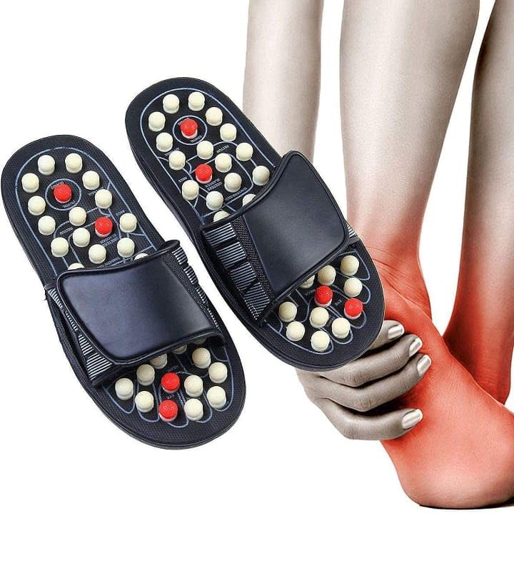 Image of Spring Acupressure And Magnetic Therapy Acupressure Slippers For Full Body Blood Circulation Natural Leg Foot Massager (Multicolor)