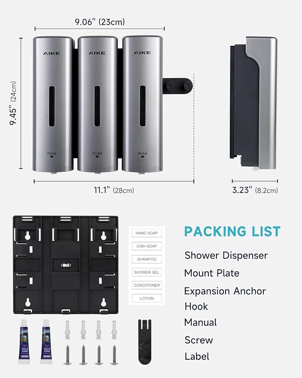 AIKE 3 Chambers Shower Shampoo and Conditioner Dispenser for Home Bathroom by AIKE - Used condition - Image 9