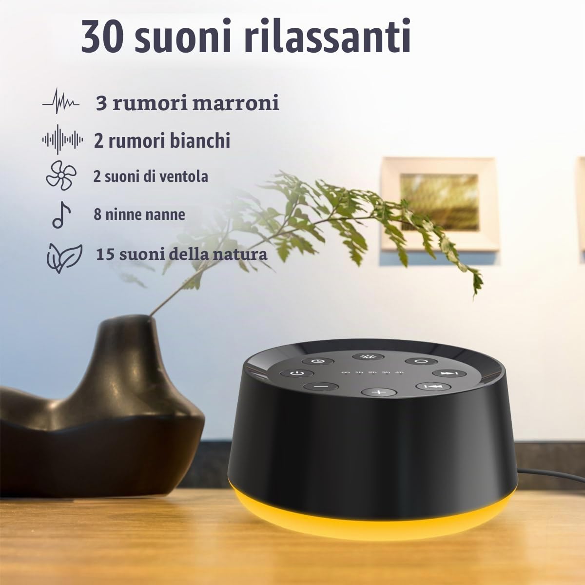 Sound Machine - Macchina per il rumore marrone, con 30 suoni lenitivi, 12 colori, luce notturna, per adulti, bambini, 36 livelli di volume, funzione di memoria, 5 timer per casa, ufficio, viaggi