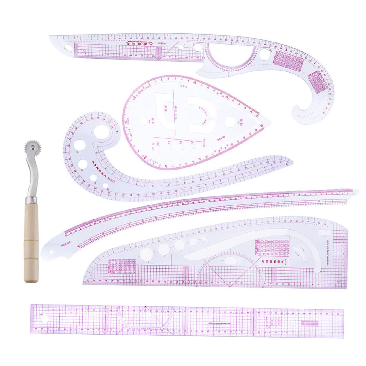 Sewing Ruler Set Tailor Measuring Tools for Dressmaking French Curve Cuff Collar and Pocket Patterns Durable High Accuracy for Clothing Design