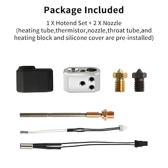Prusaa MK4 Print Head Kit - XL Hotend Replacement: Nextruder Heater Block Silicone Sock Brass Hardened Steel Nozzle 0.4mm 104NT Thermistor 24V 40W Heater Cartridge - 3D Printer Accessories