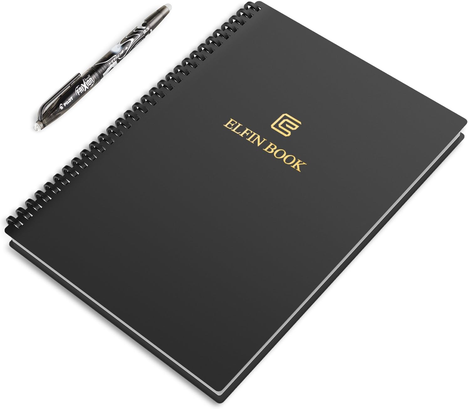 [2018 UPGRADED] Newest Version Elfinbook Smart Notebook 2.0, Cloud Storage, Evernote Storage, Water-to-Erase, Mind Map, Reusable Notebook, Pilot FriXion pen, 60 pages, B5, 6.9"x9.8", Black