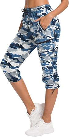 ChinFun Womens Hiking Capris Pants Outdoor Quick Dry Cargo Cropped Pants Water Resistant UPF 50+