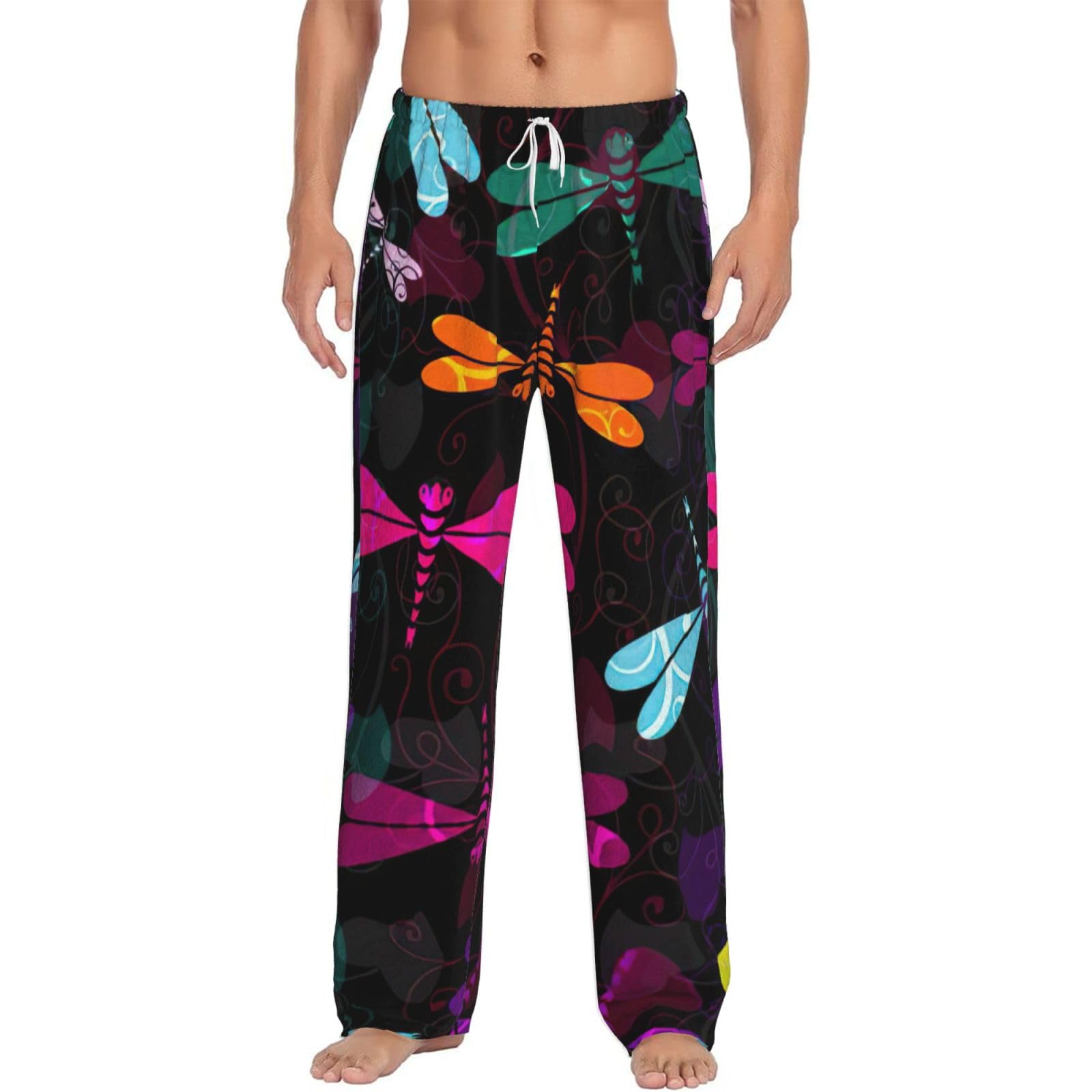 Pantalon de pyjama imprimé libellule en polaire douce décontracté - 8