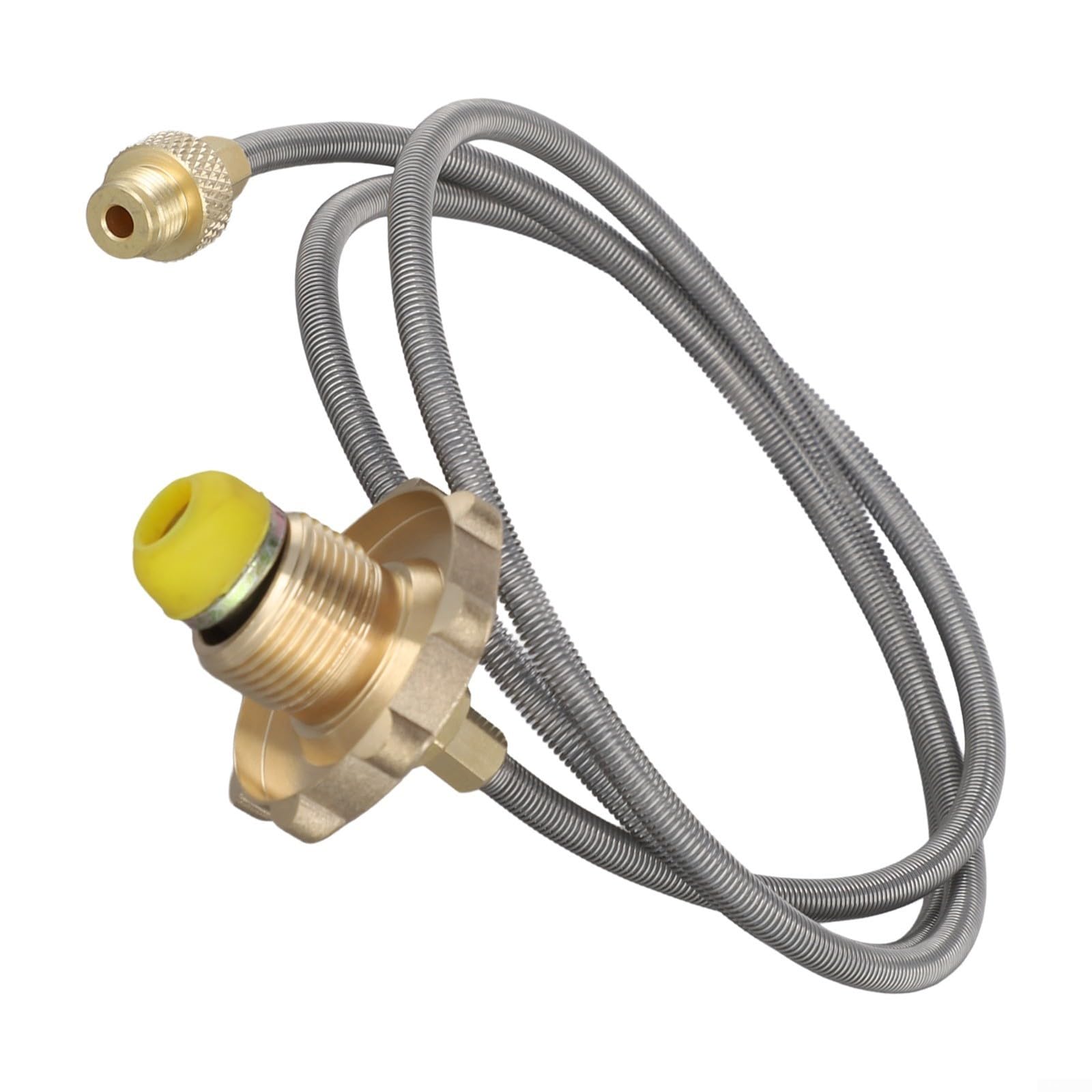 Gas Hose Assembly with Regulator for Adapting Standard Tank Size to Fit Smaller Outdoor Cooking Devices and Burners