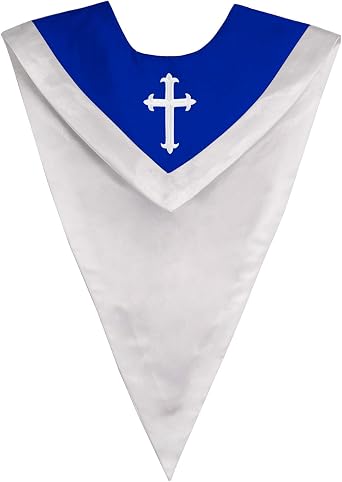 IvyRobes Unisex Reversible V Shape Choir Stole with Border and Cross
