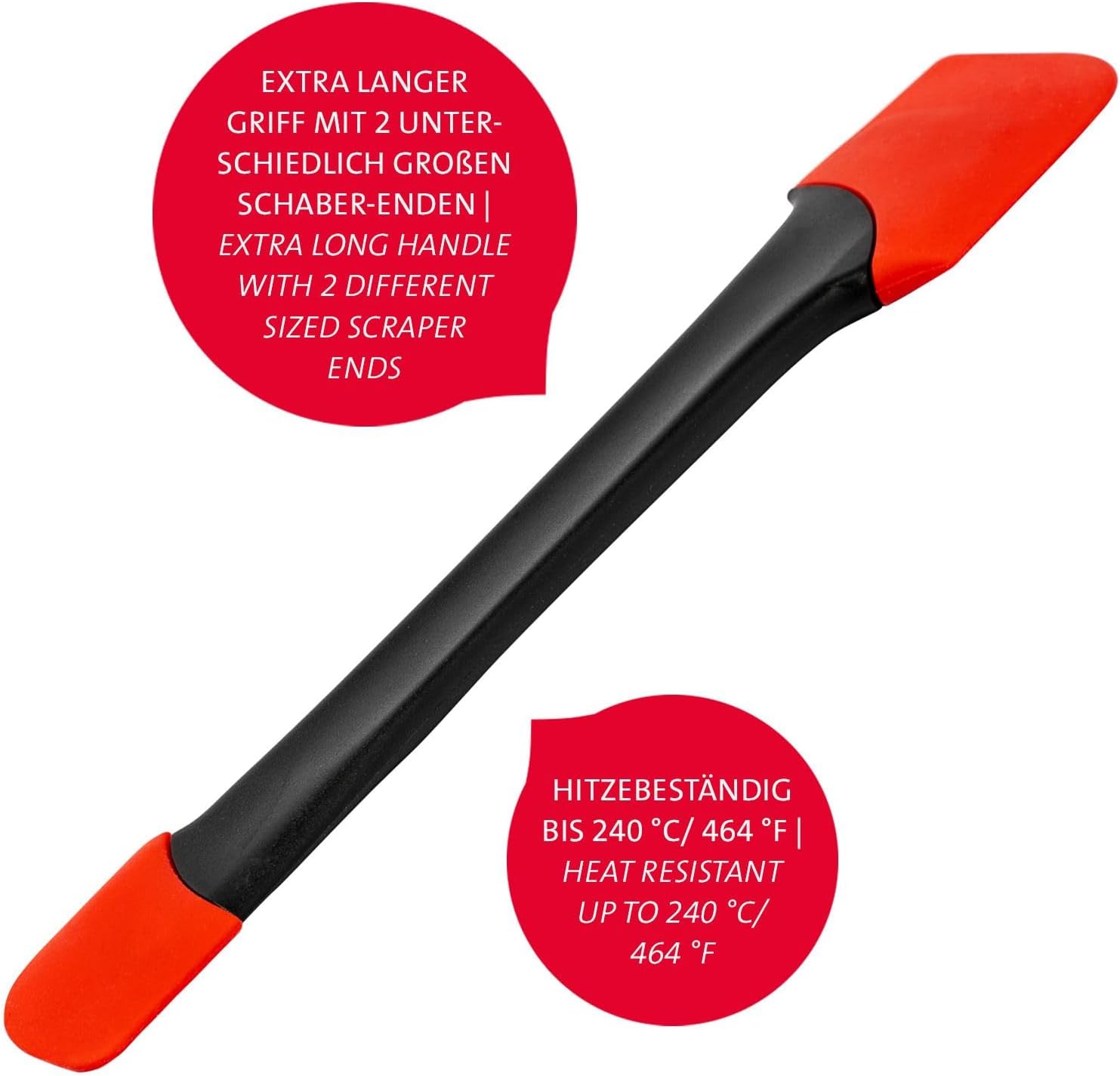 Westmark Helena 310522E6 Baking Set 2-Piece Mixing Cup with Lid, 1.4 L and Duo Spatula, Plastic/Silicone, Helena, Duo, Transparent/Red/Black