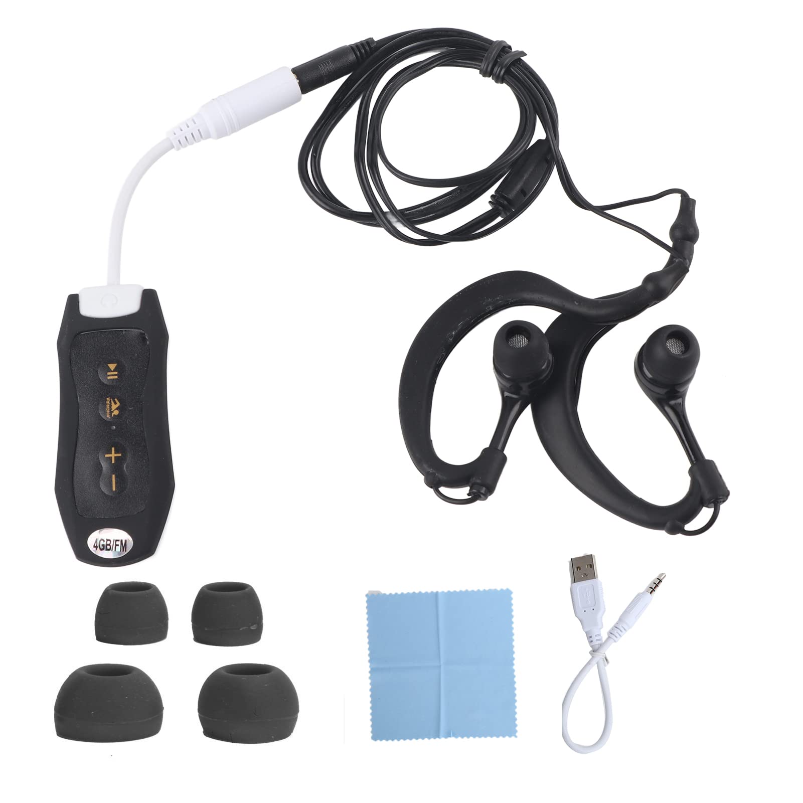 KIMISS Lecteur de Musique de Sport MP3 Portable de Conception étanche Avancée IPX8 de 4 Go avec Radio FM, Clip sécurisé et écouteurs de pour la Natation sous-Marine