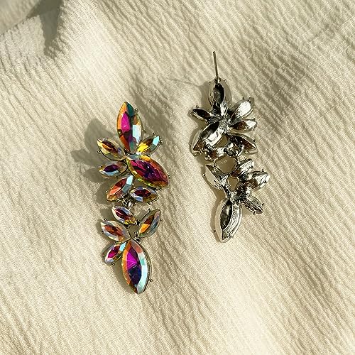 ASTRUE Rhinestone Crystal Dangle Earrings for Women, Colorful Statement Drop Earrings, Sparkling Iridescent Alloy Earrings Jewelry for Weddings, Parties & Gifts 5