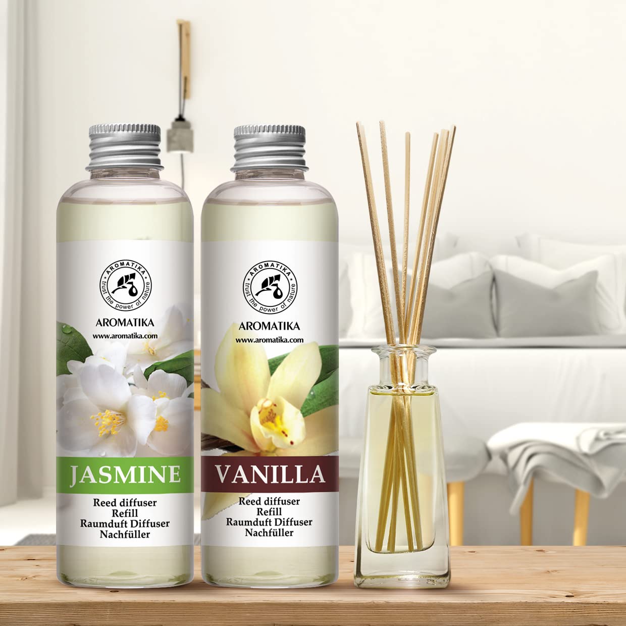 Vanille & Jasmijn Navulling 400ml - 2x200ml - Kamer Begeuring