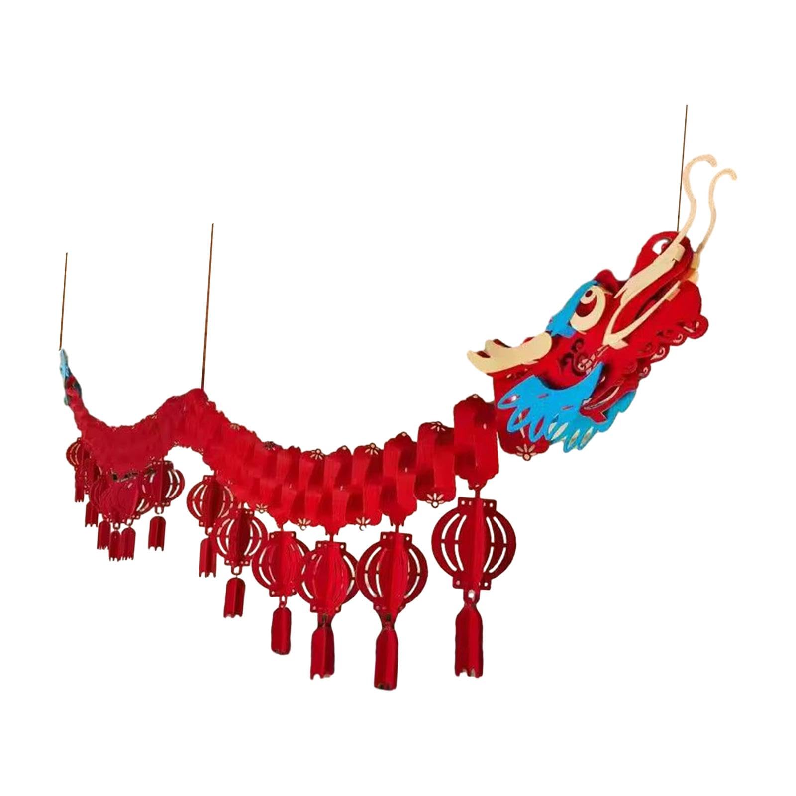 Pendentif dragon en papier 2024 et guirlande de lanternes Nouvel An Chinois StyleC