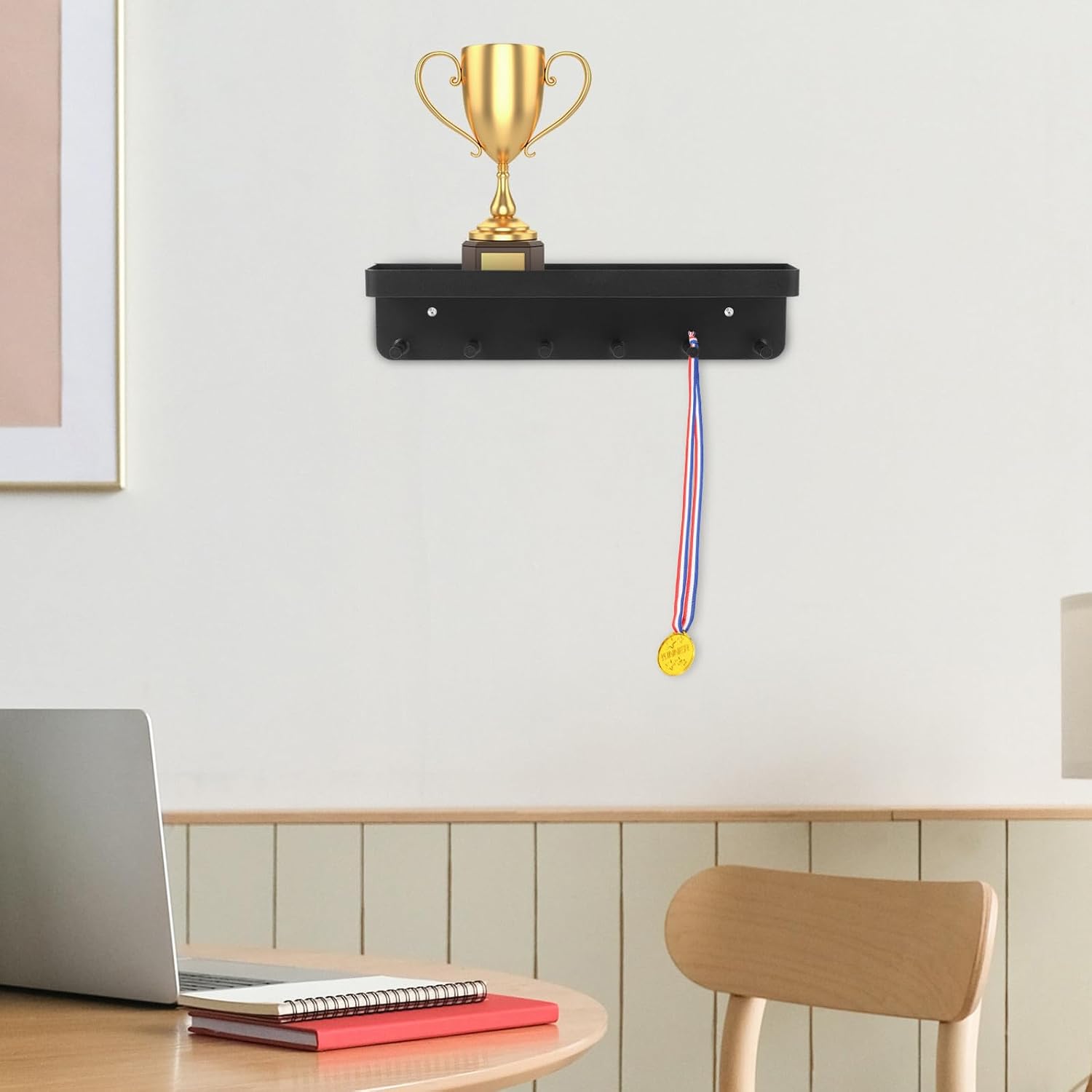 Medal Hanger Display Rack with Black Finish Stainless Steel for Wall-mounted Medal Storage and Display and Home Decoration